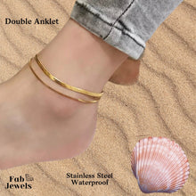 Load image into Gallery viewer, Stainless Steel 316L Yellow Gold Plated Double Anklet Waterproof