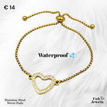 Load image into Gallery viewer, Stainless Steel Yellow/ White Gold Plated Heart Bracelet