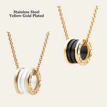 Load image into Gallery viewer, Stainless Steel Yellow Gold Plated Black / White Ceramic Necklace