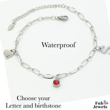 Load image into Gallery viewer, Stainless Steel Waterproof Personalised Anklet Initial Birthstone Gold / Silver