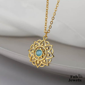 Stainless Steel Rose/White/Yellow Gold Plated Lotus Flower Pendant with Necklace