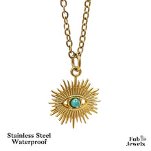 Load image into Gallery viewer, Yellow Gold S/Steel Set Evil Eye Pendant and Matching Earrings