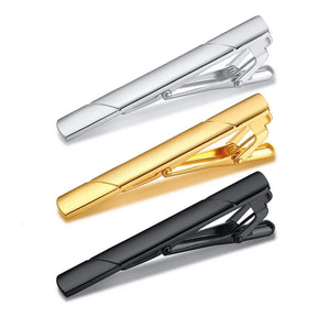 Stainless Steel Yellow Gold Plated, Black Tie Clip