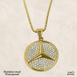 Yellow Gold Plated on S/Steel Mercedes Pendant with Necklace