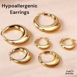 18ct Yellow Gold Plated Stainless Steel Hypoallergenic Hoop Earrings
