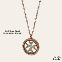Load image into Gallery viewer, Yellow / Rose Gold Stainless Steel Maltese Cross Locket with Necklace