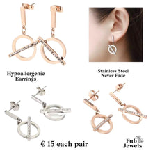 Load image into Gallery viewer, Stainless Steel Rose Gold Hypoallergenic Dangling Earrings with Swarovski Crystals
