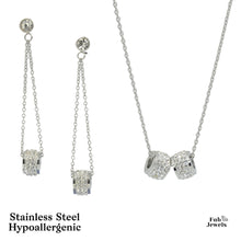 Load image into Gallery viewer, Stainless Steel Set Necklace and Matching Earrings with Swarovski Crystals