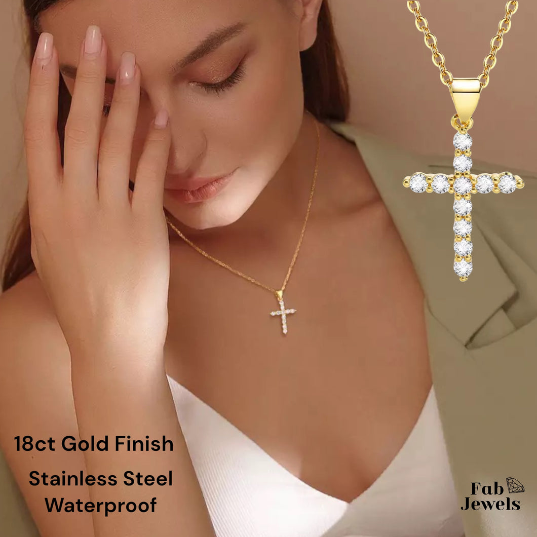 Stylish 18k Gold Plated Cross Necklace for Men and Women