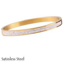 Load image into Gallery viewer, Genuine Swarovski Crystals Stainless Steel Yellow/ Rose Gold Plated Silver Bangle Bracelet
