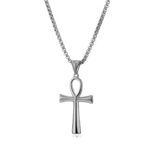 Load image into Gallery viewer, Stainless Steel Key of Life Cross Silver Gold Black Tone with Necklace