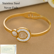 Load image into Gallery viewer, Yellow Gold Stainless Steel Bangle with Moving Crystals
