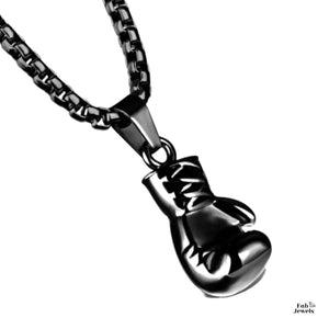 Stainless Steel Boxing Glove Pendant Silver Gold Black Tone with Necklace