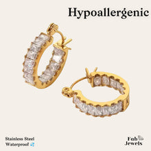 Load image into Gallery viewer, Stainless Steel 316L Hypoallergenic Hoop Earrings High Quality Cz