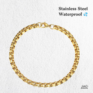 Stainless Steel Waterproof Yellow Gold Plated Silver Bracelet