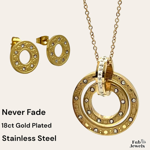 Stainless Steel 18ct Yellow Gold Plated Beautiful Set