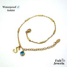 Load image into Gallery viewer, Stainless Steel Waterproof Personalised Anklet Initial Birthstone Gold / Silver