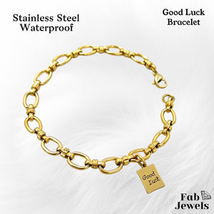 18 ct Gold Plated on Stainless Steel Silver Good Luck Charm Bracelet