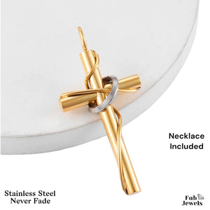 Stylish Stainless Steel 316L Cross Pendant and Necklace 2 sizes