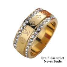 Load image into Gallery viewer, Stainless Steel Rose Gold / Yellow Gold / Silver Rings nicely detailed with Swarovski Crystals