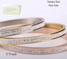 Load image into Gallery viewer, Genuine Swarovski Crystals Stainless Steel Yellow/ Rose Gold Plated Silver Bangle Bracelet