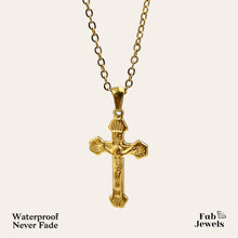 Load image into Gallery viewer, 18ct Gold Plated on Stainless Steel Crucifix Cross Pendant and Necklace