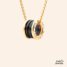 Load image into Gallery viewer, Stainless Steel Yellow Gold Plated Black / White Ceramic Necklace