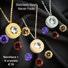 Load image into Gallery viewer, Stainless Steel Interchangeable Rose/White/Yellow Gold Plated Necklace with 4 Crystals