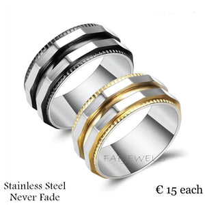 Gorgeous Stainless Steel 316L Black and Silver / Gold and Silver Men's Ring