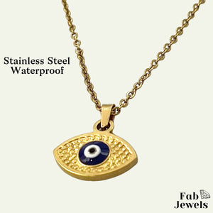 Yellow Gold Plated on S/Steel Evil Eye Good Luck Pendant with Necklace