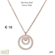Load image into Gallery viewer, Stainless Steel Rose Gold Necklace with Circle Swarovski Crystals