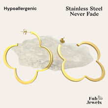 Load image into Gallery viewer, Stainless Steel Hypoallergenic Clover Hoop Earrings