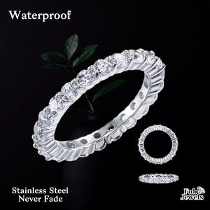 Highest Quality Titanium S/Steel 316L Full Eternity Ring with AAAAA Cubic Zirconia
