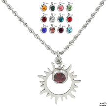 Load image into Gallery viewer, Stainless Steel Rope Chain with Birthstone Sun Pendant
