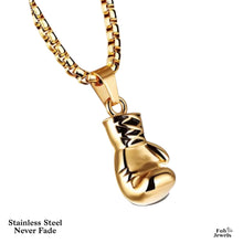 Load image into Gallery viewer, Stainless Steel Boxing Glove Pendant Silver Gold Black Tone with Necklace