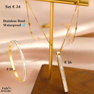 Stainless Steel Yellow Gold Plated Mother of Pearl Set