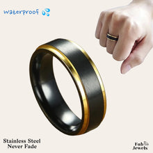 Load image into Gallery viewer, Stainless Steel 316L Waterproof Black and Gold Men’s Ring