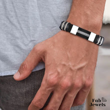 Load image into Gallery viewer, Stylish Black Silicone and Stainless Steel Men&#39;s Bracelets