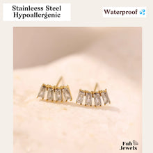 Load image into Gallery viewer, Waterproof Yellow Gold Plated on Stainless Steel 4 Crystals Stud Earrings