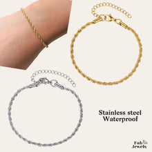 Load image into Gallery viewer, Stainless Steel Yellow Gold / Silver Rope Chain Bracelet with Extension