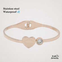 Load image into Gallery viewer, Stainless Steel Waterproof Yellow Gold Rose Gold Plated Silver Heart Bangle