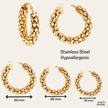 Load image into Gallery viewer, 18ct Gold Plated Stainless Steel Hypoallergenic Hoop Earrings