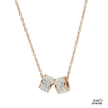 Load image into Gallery viewer, Rose Gold Stainless Steel Set Necklace and Matching Earrings with Swarovski Crystals
