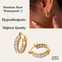 Load image into Gallery viewer, Stainless Steel 316L Hypoallergenic Hoop Earrings High Quality Cz