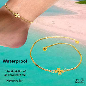 Stainless Steel 316L Waterproof 18ct Gold Plated Maltese Cross Anklet Ankle Chain