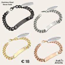 Load image into Gallery viewer, Stainless Steel Solid Id Bracelet Curb Chain Gold Plated