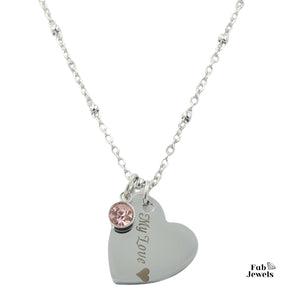 My Love Heart Pendant Personalised Birthstone Inc. Necklace