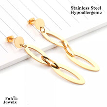 Load image into Gallery viewer, Stylish Long Hypoallergenic Yellow Gold Plated Stainless Steel Earrings